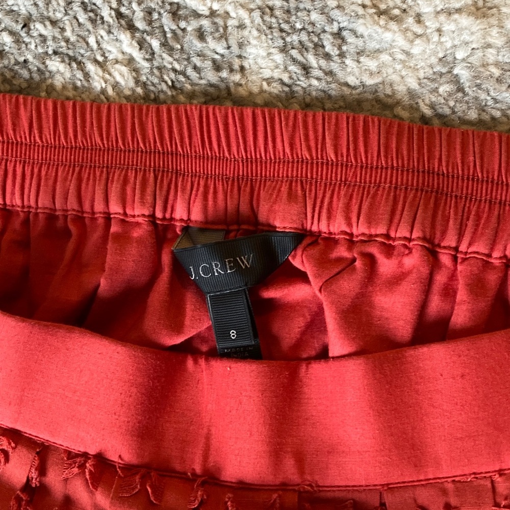 J Crew 100% cotton Red Textured midi Skirt sz 8 - Picture 3 of 4